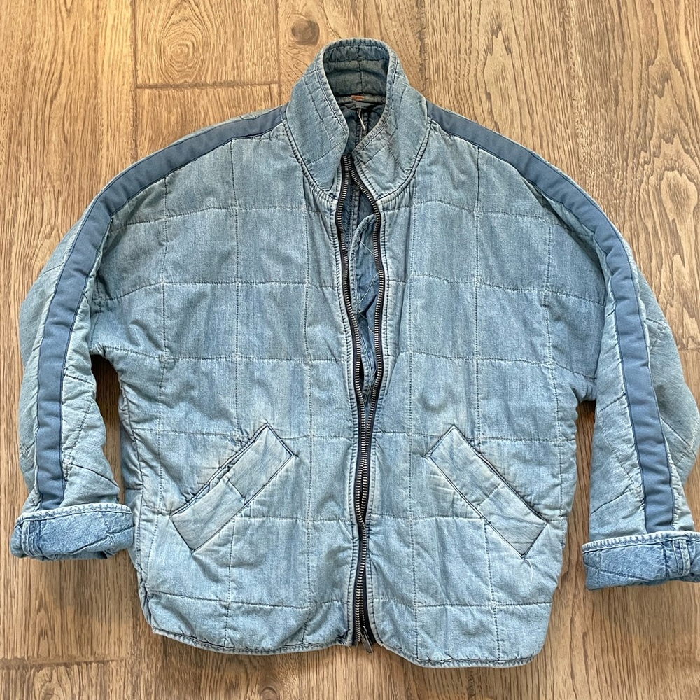 Free People dolman sleeve denim quilted jacket